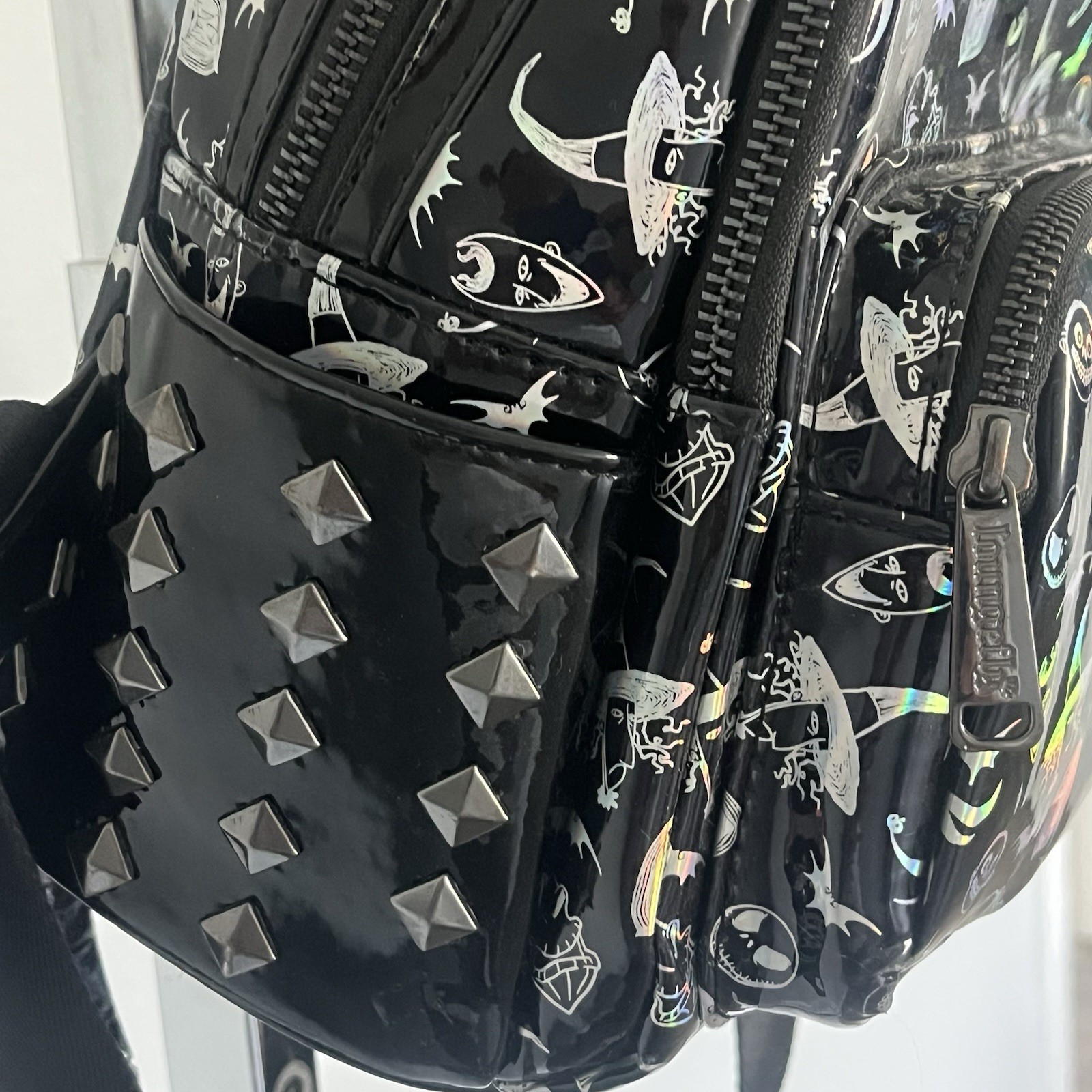 Loungefly Nightmare Before Christmas Holographic Mini Backpack Disney Park Black