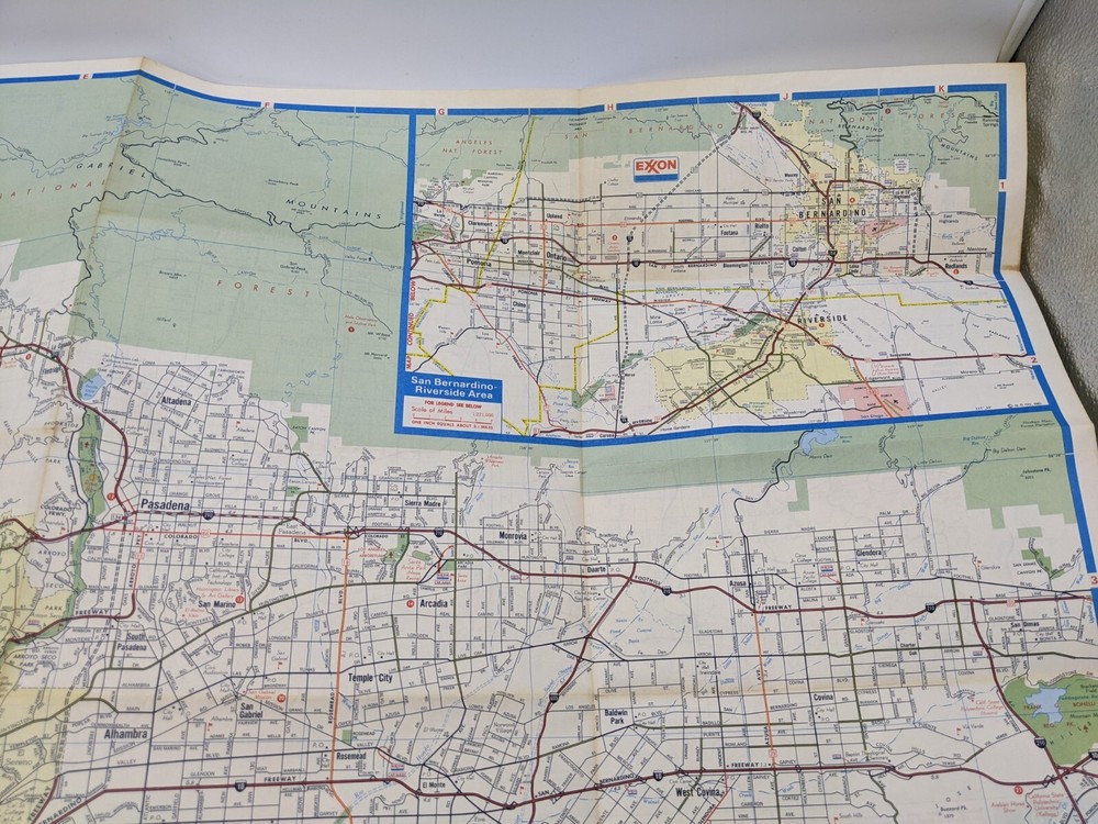 1973 Exxon Los Angeles Area Map Booklet Pullout with Special Freeway Coverage