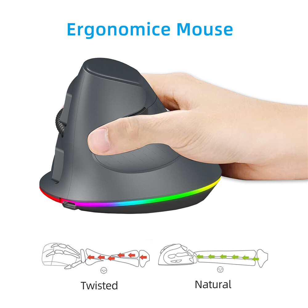 Vertical Mouse Ergonomic 2.4GHz and dual 5.1 Bluetooth-compatible Wireless
