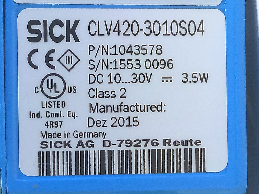 SICK 1043578 CLV420-3010S04 Barcode Scanner