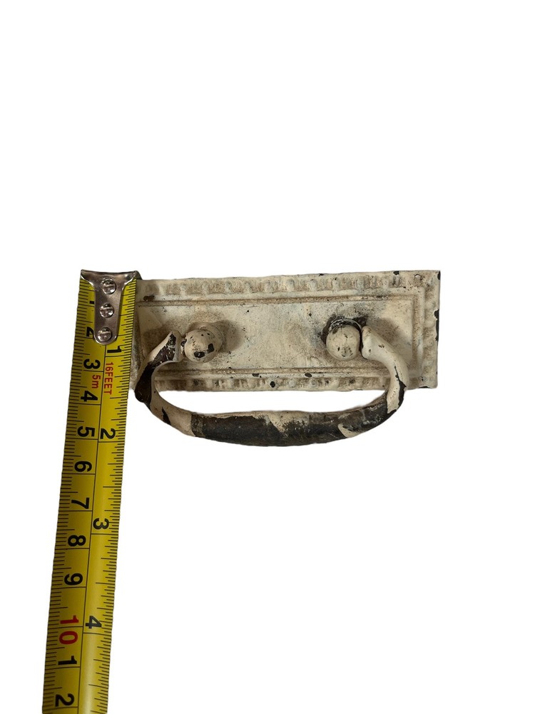 Antique Victorian cast iron Pull knobs cabinet drawer White Paint Shabby Chic