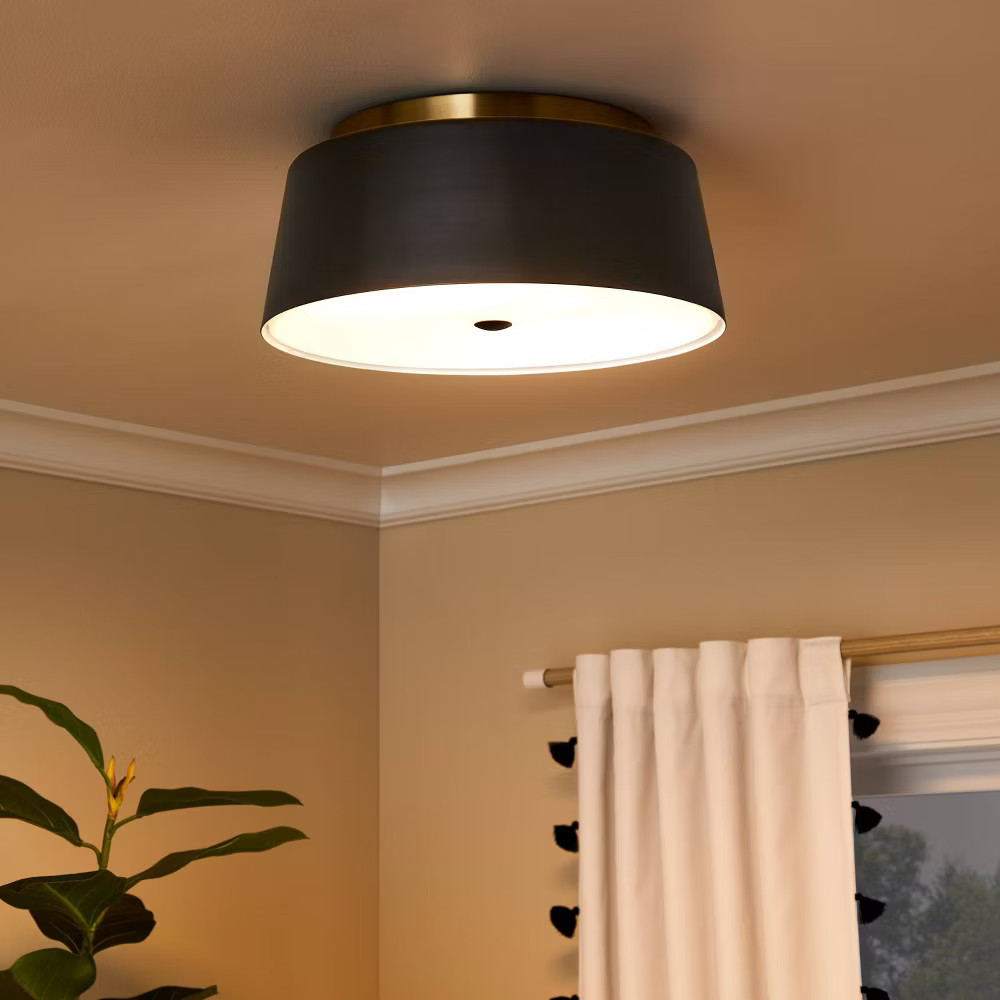 Semi Flushmount Ceiling Light Black/Gold - Pillowfort