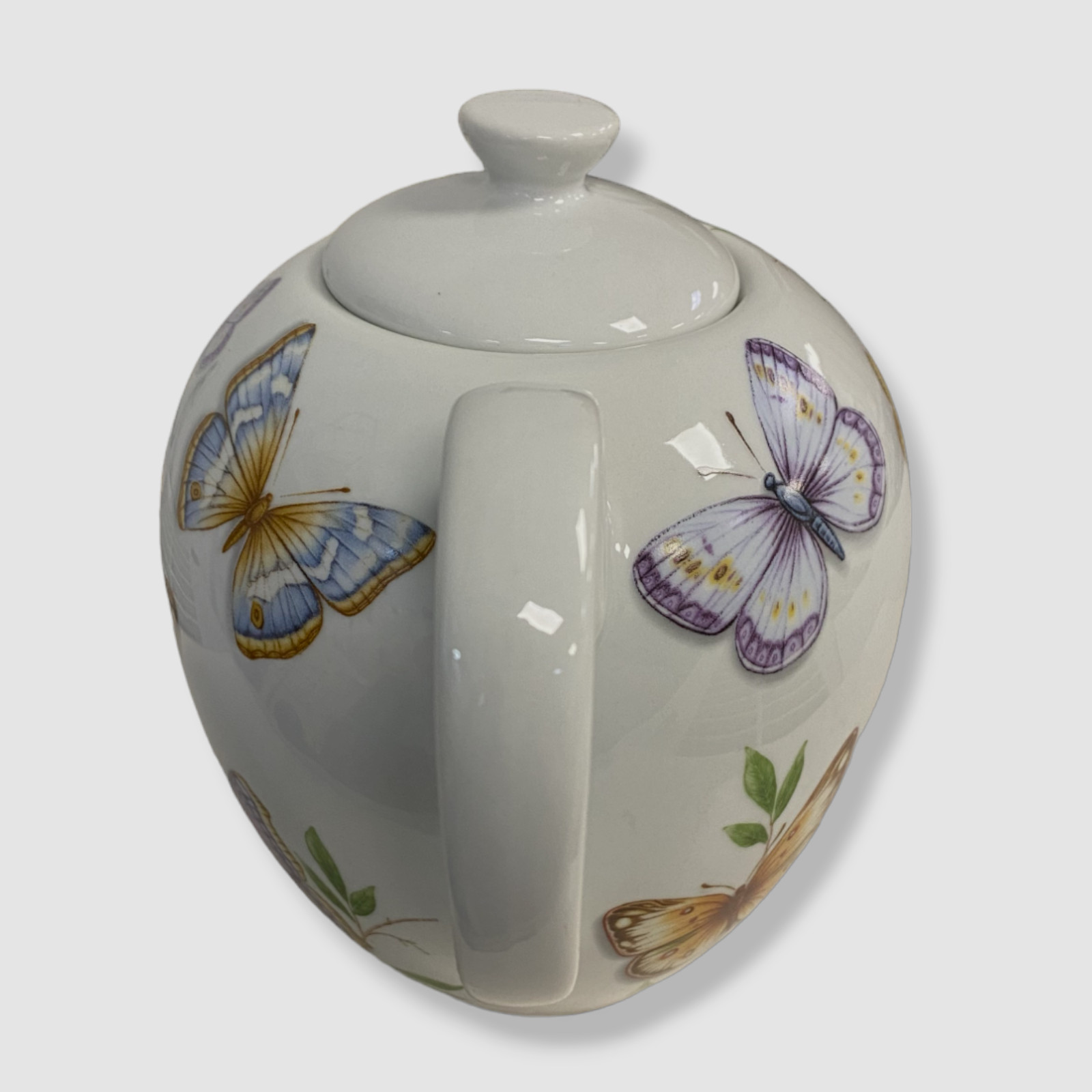 $43 Neiman Marcus White Multicolored Porcelain Butterfly Patterned Teapot