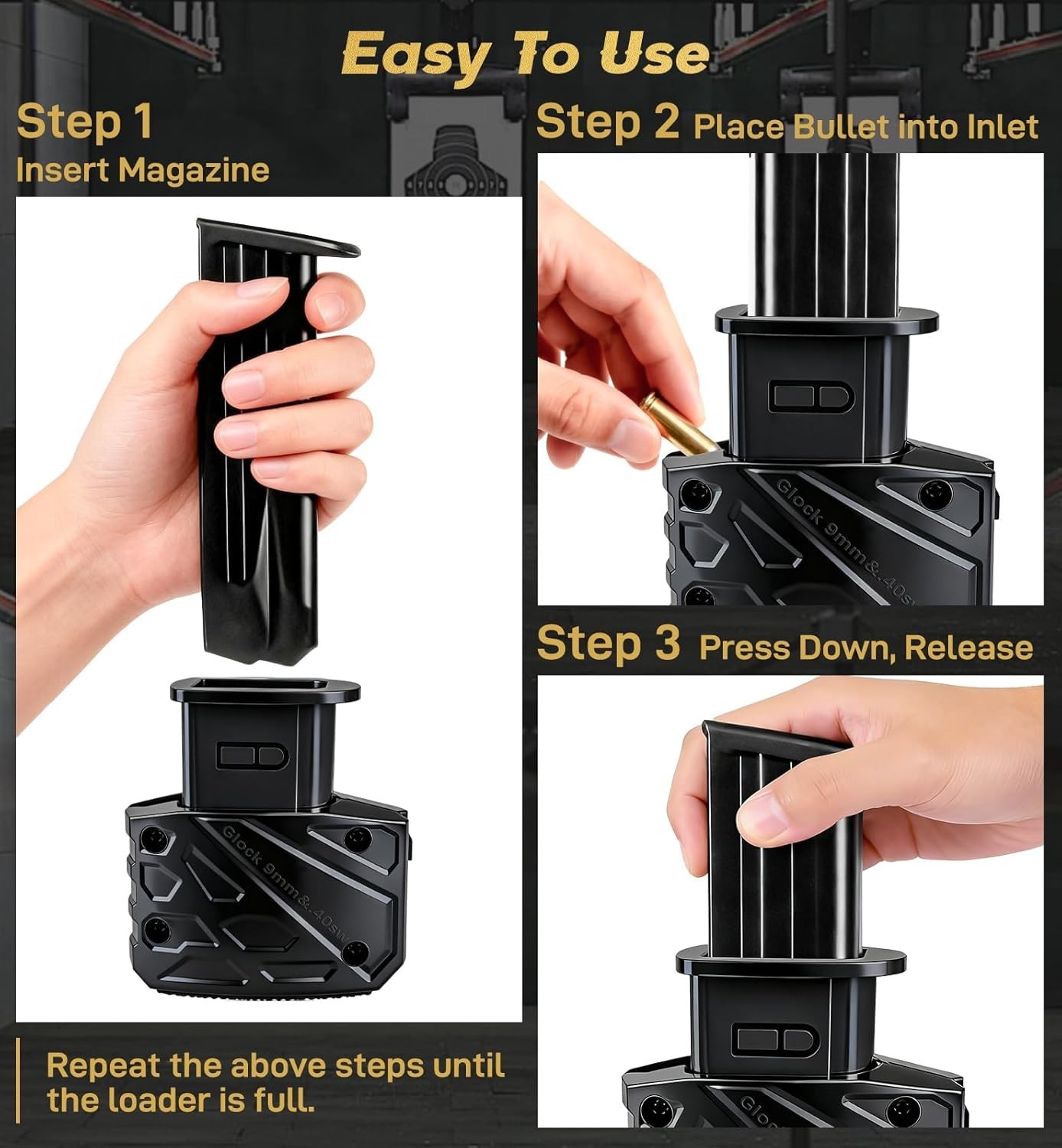 Magazine Speed Loader for Glock 9Mm/.40.Fits Glock 17,18,19,22,23,24,26,27,34,35