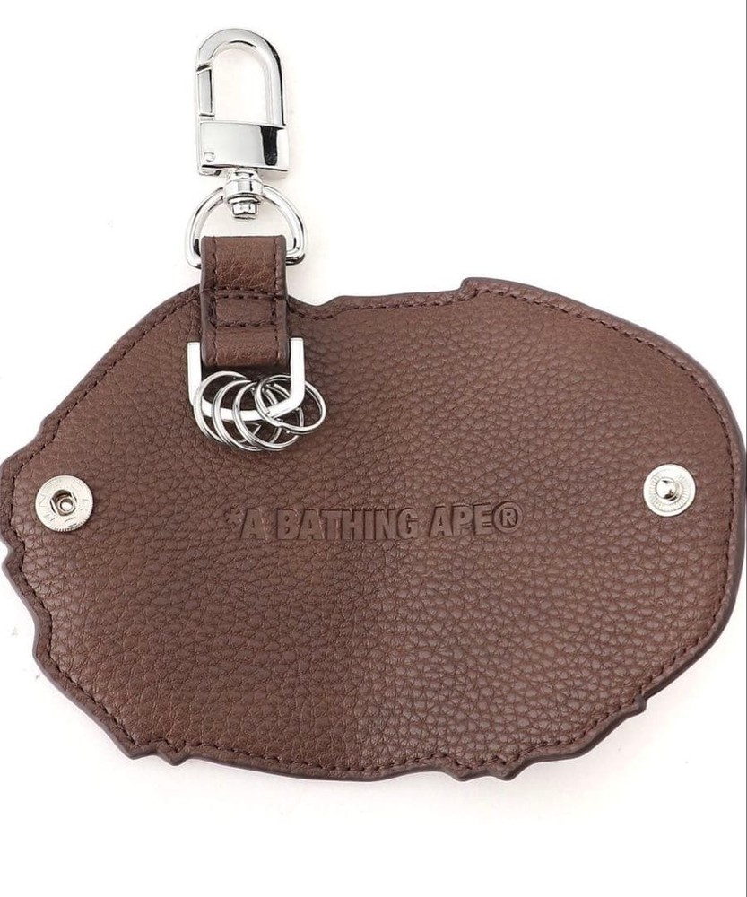 BAPE Leather APEHEAD Key Case