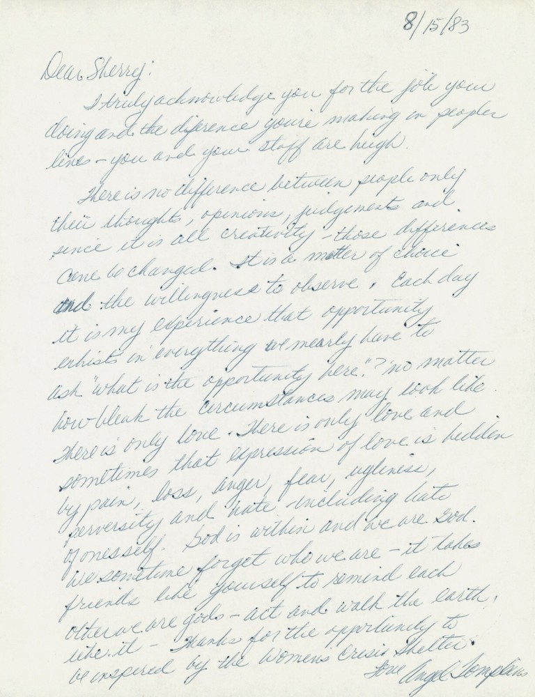 Angel Tompkins Autograph Letter Signed