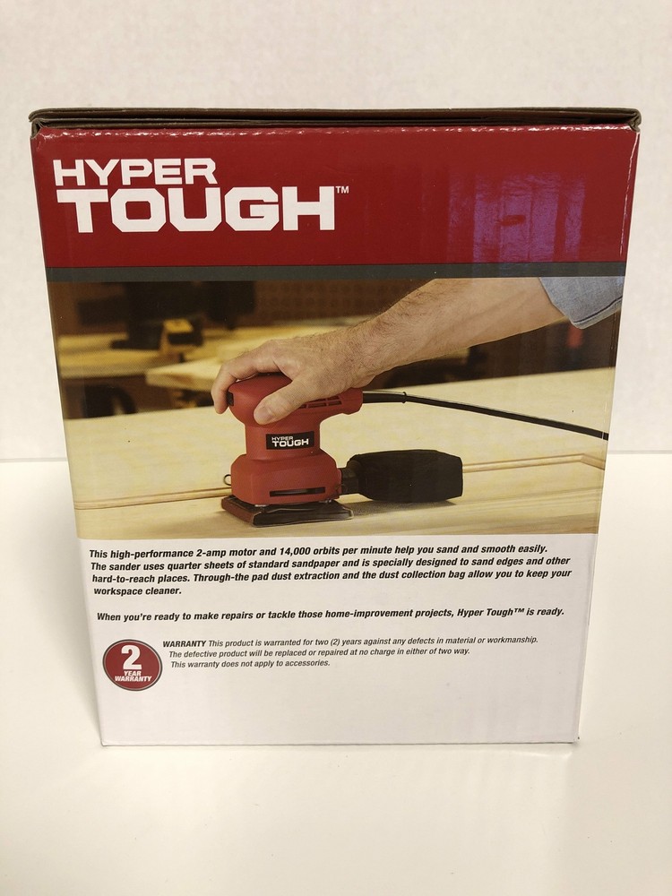 Hyper Tough 2-AMP 1/4 Sheet Sander Dust Sealed Switch Extraction System With Dus