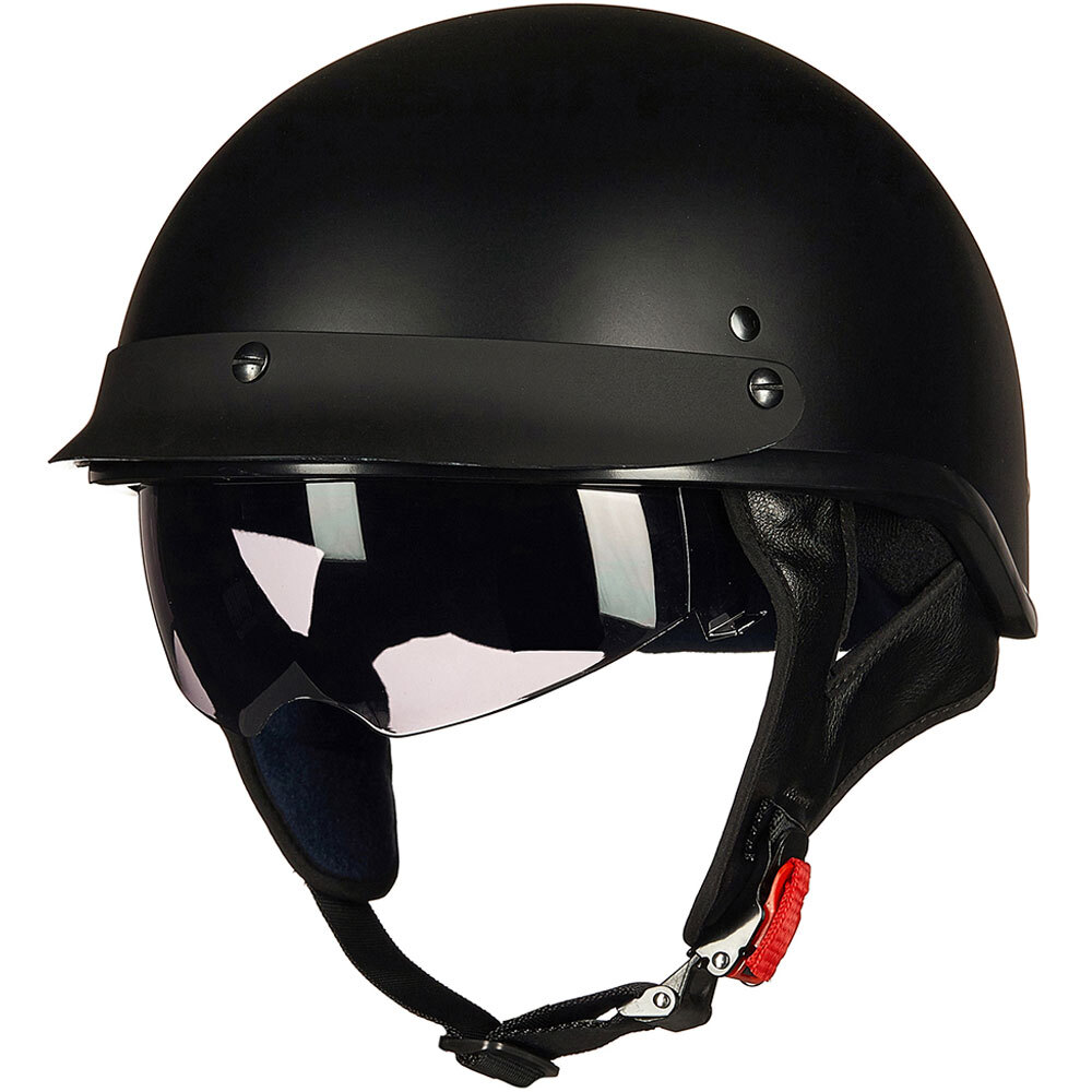 ILM Refurbished Black Motorcycle Vintage Half Helmet Open Face Sun Visor DOT