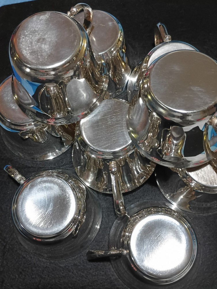 10 Vintage Silver Plated Tea Cups