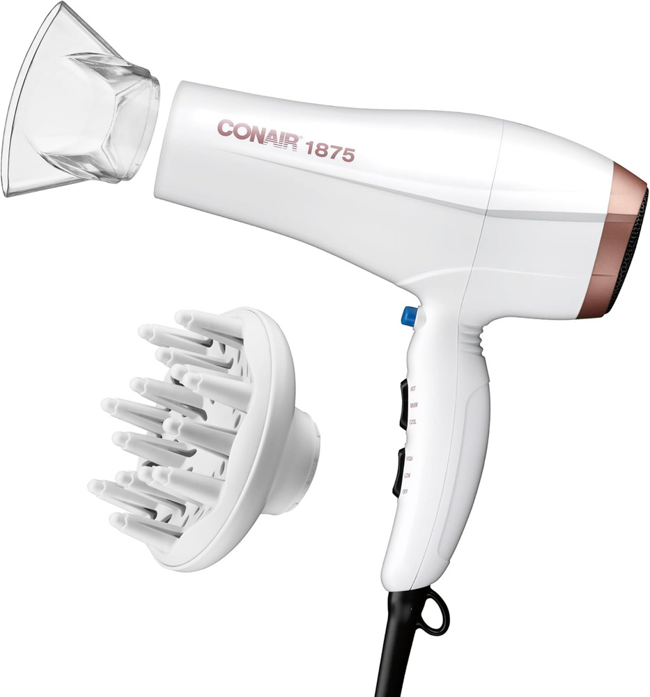 Double Ceramic Hair Dryer with Diffuser | Blow Dryer with Ionic Conditioning | I