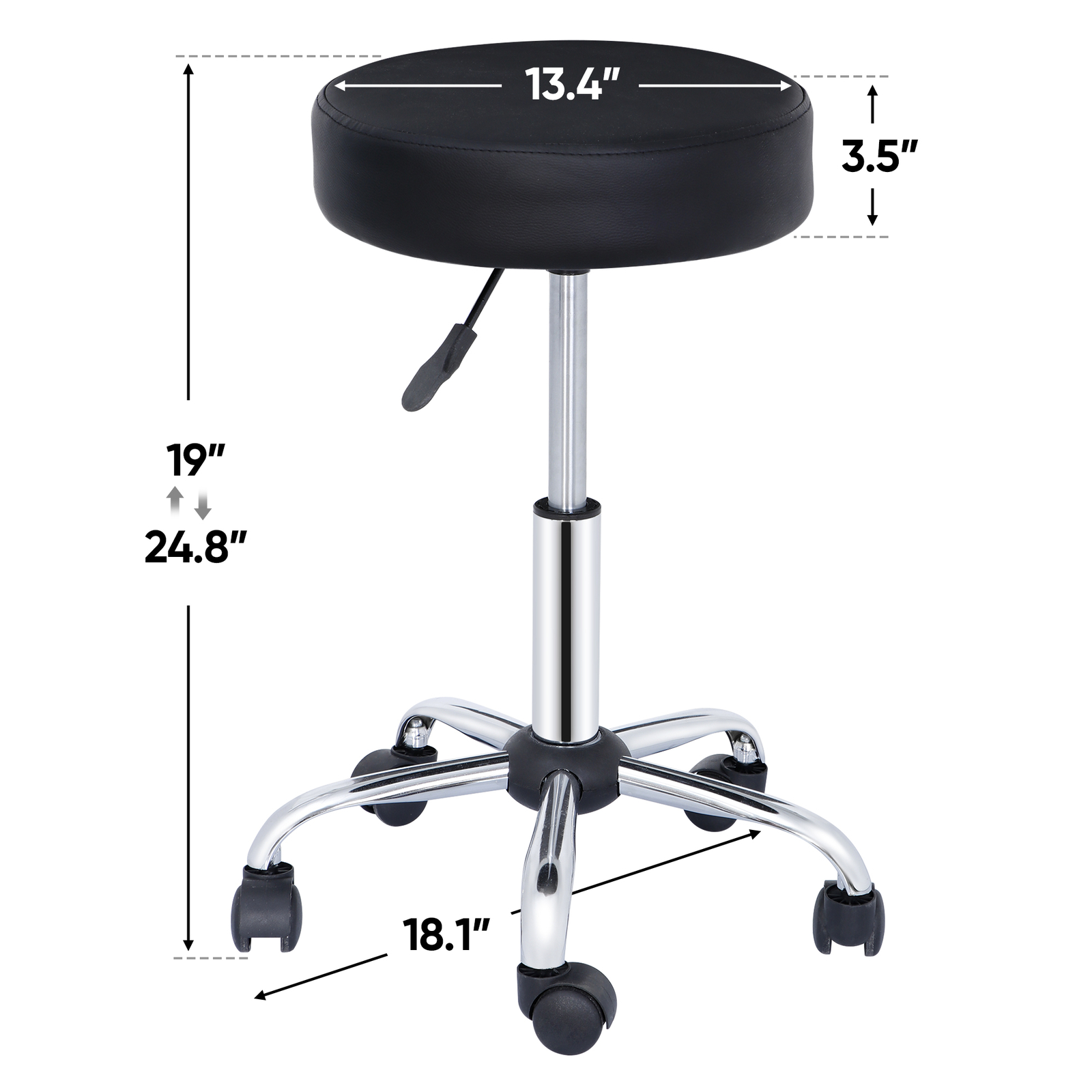 Hydraulic Rolling Stool Swivel Salon Chair Office Tattoo Adjustable Height Black