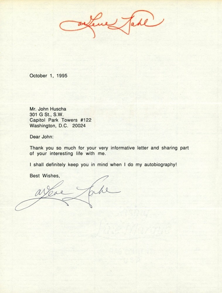 Arlene Dahl Signed Letter