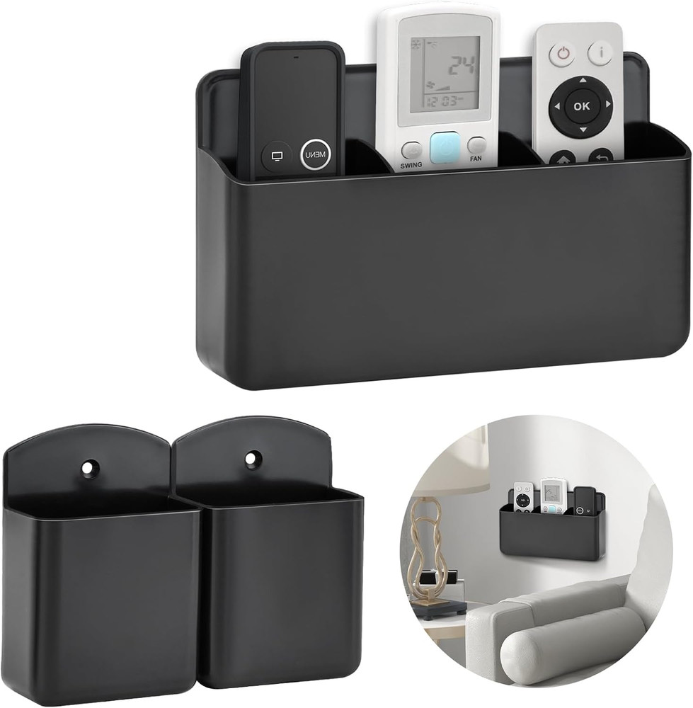 3 Pack Remote Control Holder Wall Mount, 2Pcs Small Remote Holder and 3 Slot ...