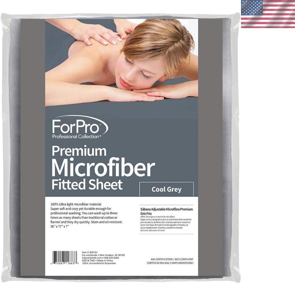 240 Thread Count Microfiber Massage Table Sheet - Cool Grey, Ultra-Light