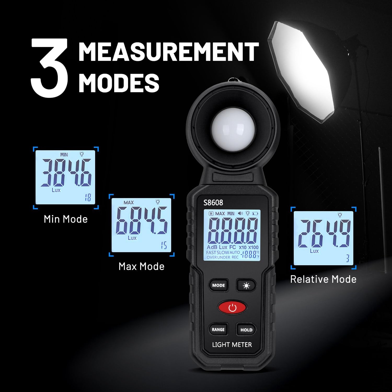 Digital Illuminance Light Meter: 200,000 Lux Photometer for Plants & Photography