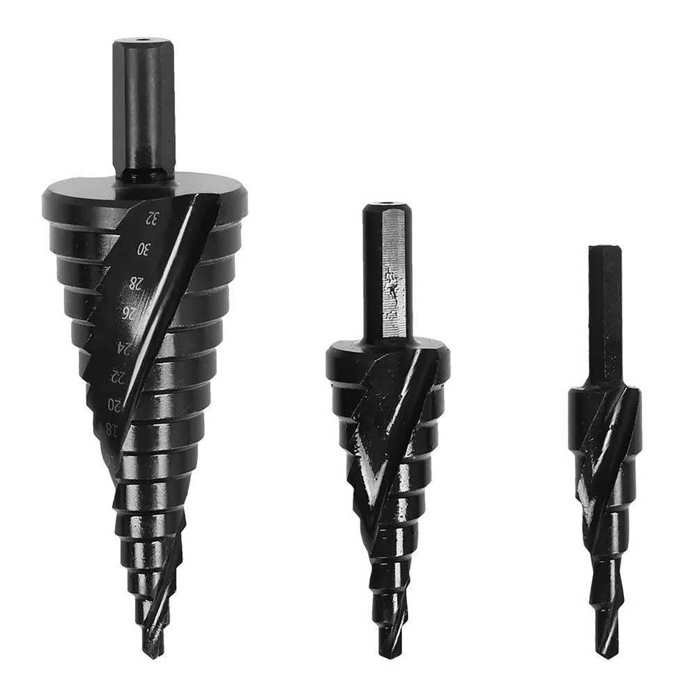 3Pcs HSS Step Drill Bit Set Large Cone Titanium Bit Set Metal Hole Cutter
