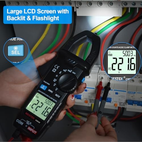 Clamp Meter, Digital Clamp Multimeter Voltage 600A AC DC Current Meter Black