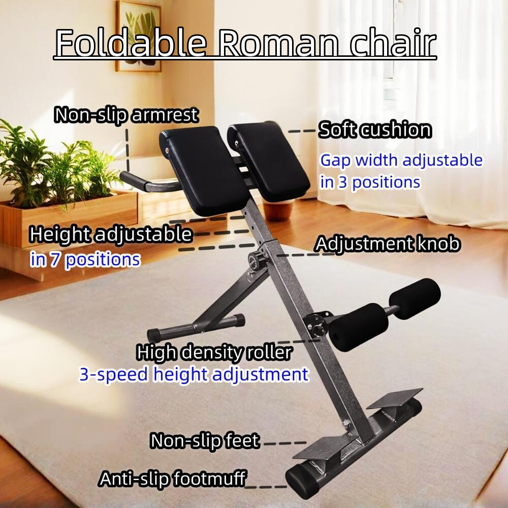 Roman Chair Adjustable Back Hyperextension Bench Machine Multi-Functional Bench