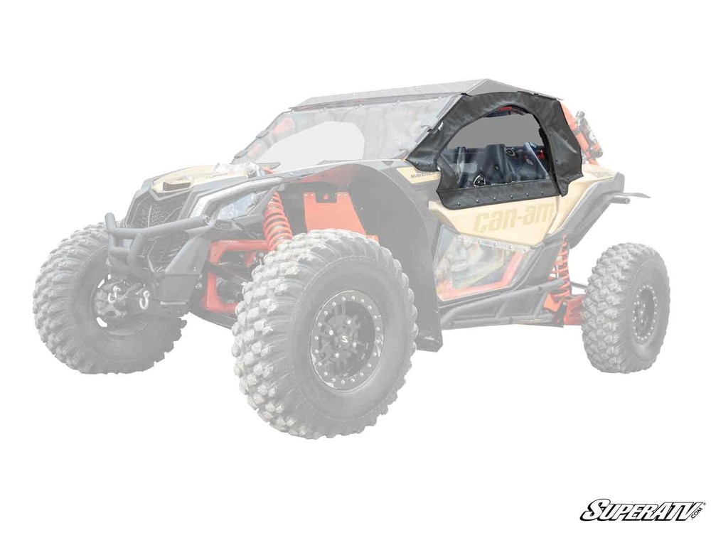 SuperATV Maverick X3 Soft Cab Enclosures Upper Doors - Rear Windshield - Light