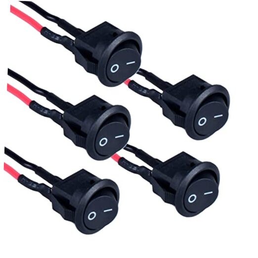 5Pcs Round Rocker Switch Mini Latching Toggle Switch ON Off 15mm Black-5Pcs
