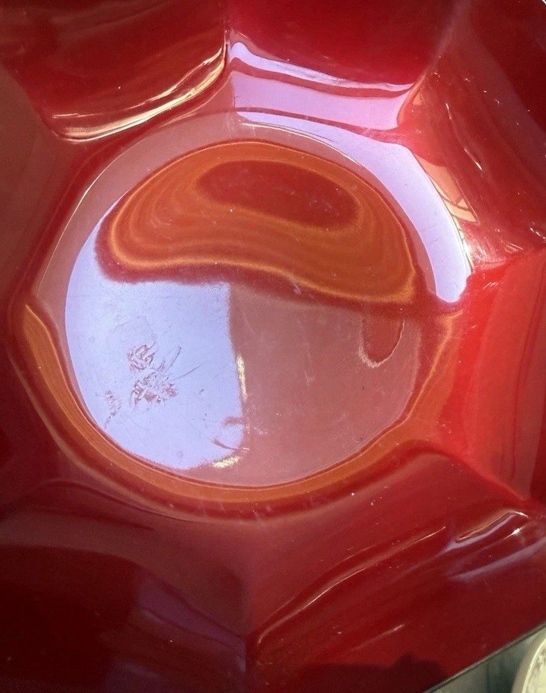 2 REED &BARTON 578 &579 Red Enamel Silverplate Nut Candy Dishes Bowls Octagonal