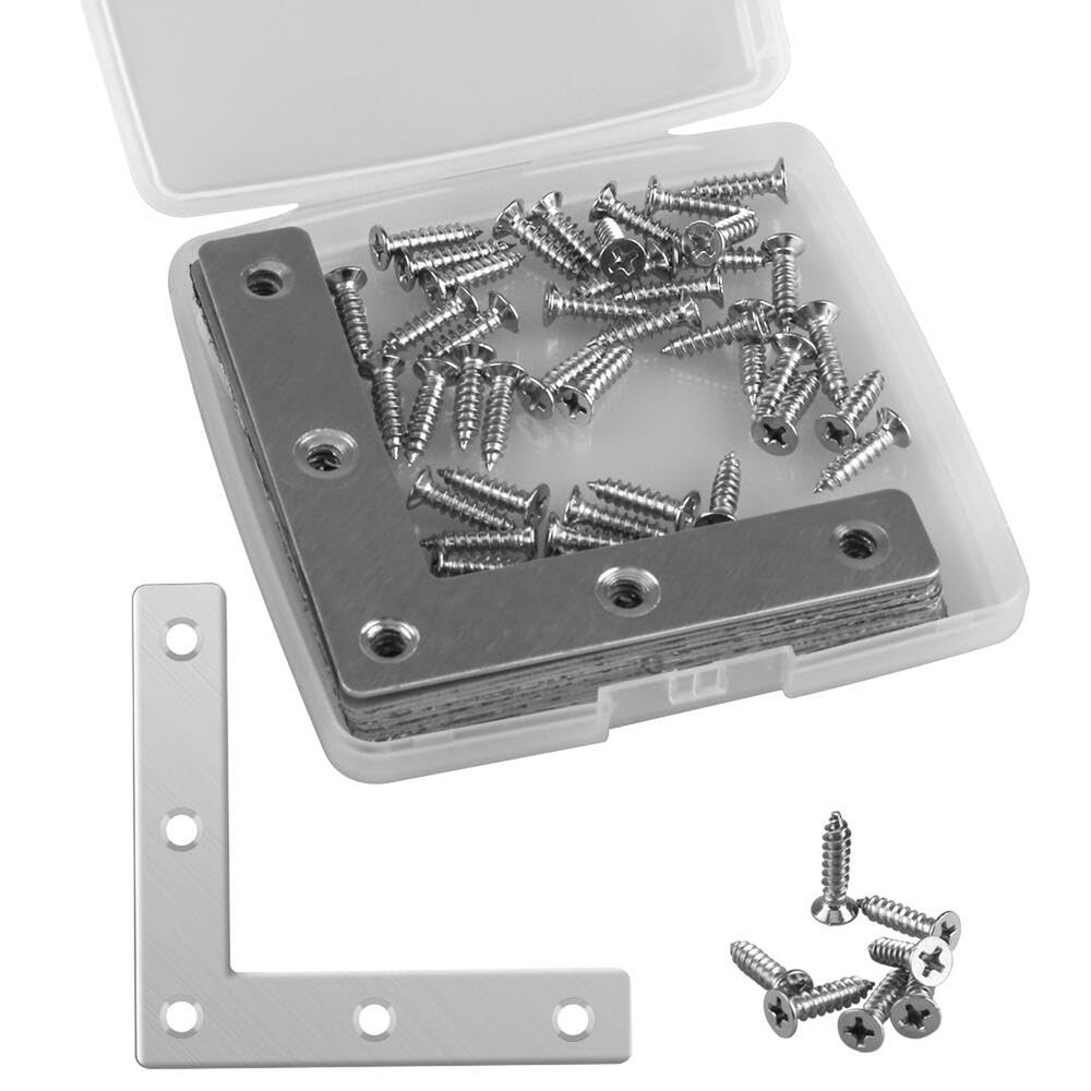 10PCS L Shape Flat Brackets Mending Plates, Stainless Steel Flat L Brackets, ...