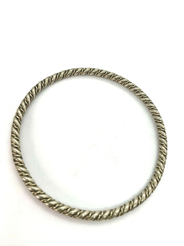Silver Bangle Bracelet Twisted Design 2.5 inches ID