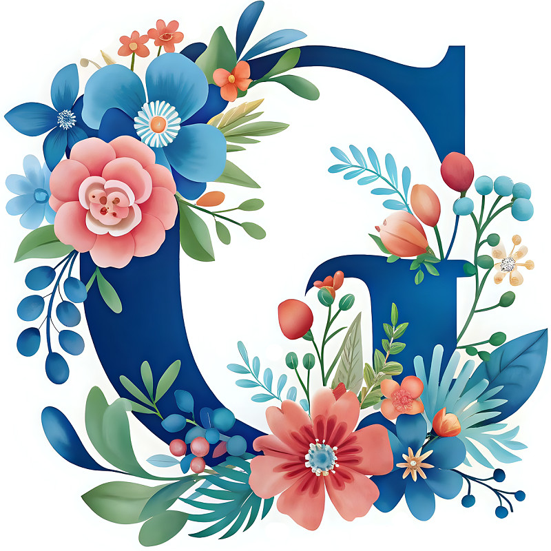 30 Custom Flowered Letter G Personalized Address Labels