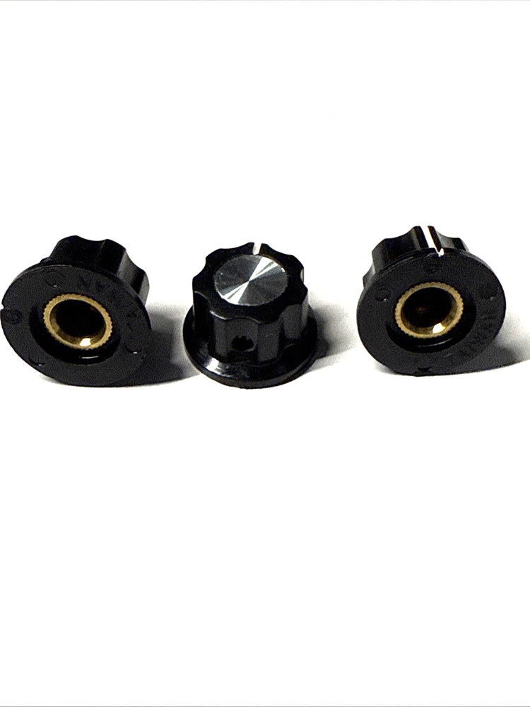 set of 3 knobs w/ skirt OD = 19.5 mm for 6 mm shaft VINTAGE NOS