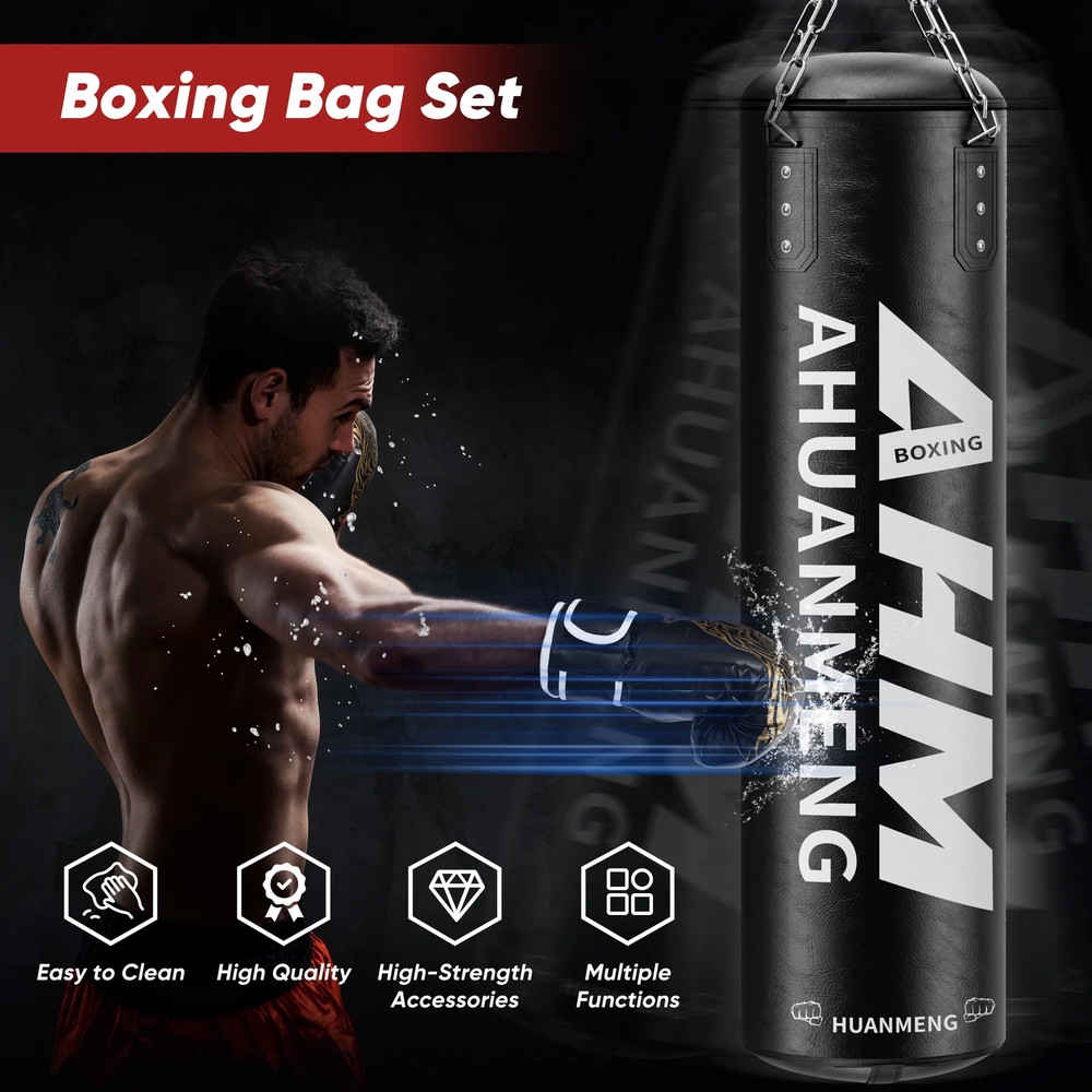 4FT Punching Bag Set Complete Boxing Training Kit with Gloves Rope