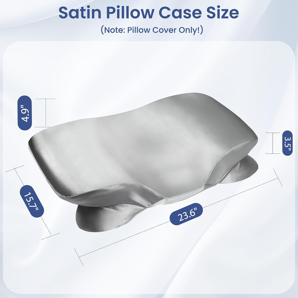 Satin Pillowcase for Cervical Pillow, Ergonomic Case, Smooth & Soft Sleeping Pi
