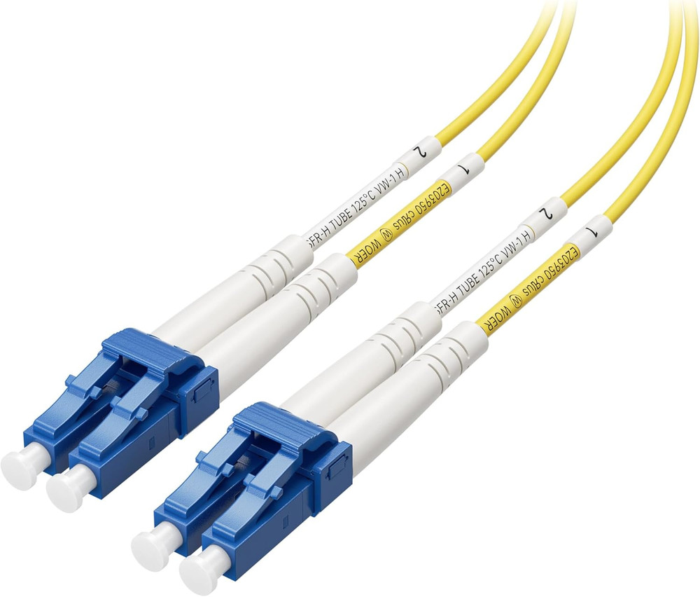 Plenum Rated Duplex OS2 Single Mode Fiber Optic Patch Cable - 1M / 3.3Ft, LC to