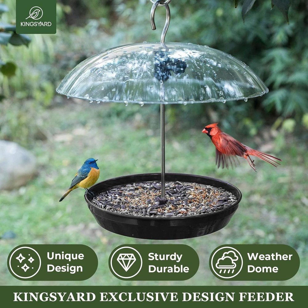 Adjustable Hanging Bird Feeder with Durable Dome Top for Backyard Birdwatching