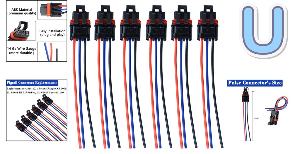 6-Pack Pulse Plug Connectors for Polaris 2018-2024 Models - Easy Install