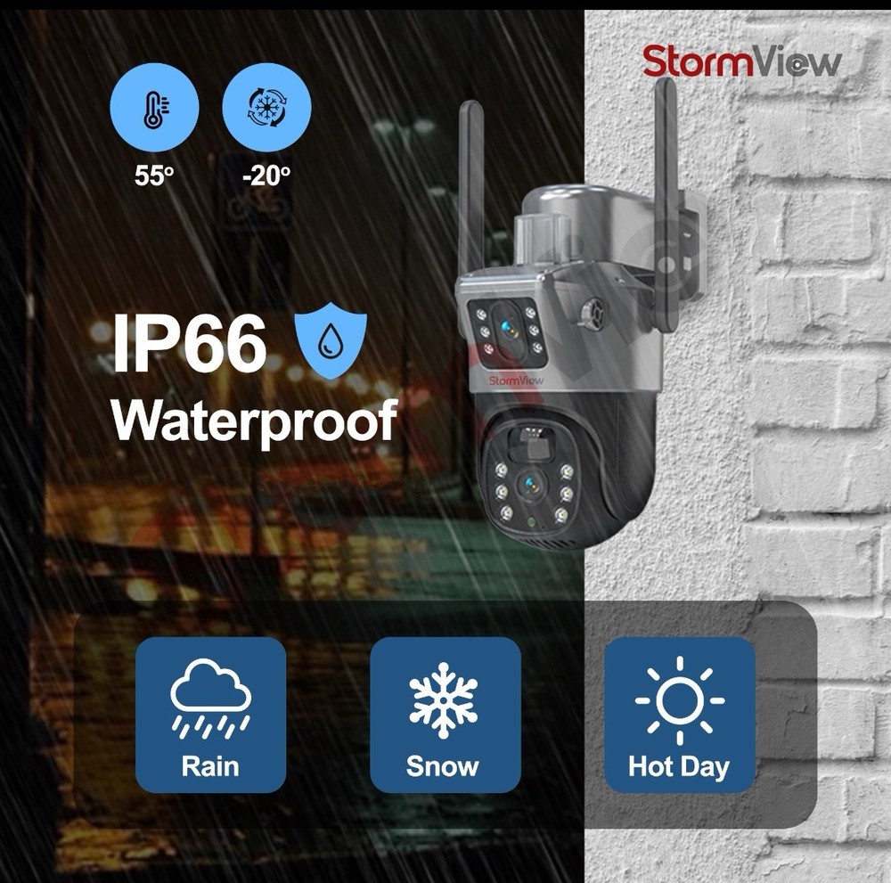 A solar-powered, dual-lens WiFi security camera with 360° PTZ coverage