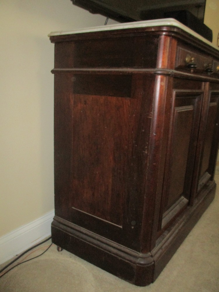Walnut Victorian Marble Top Sideboard