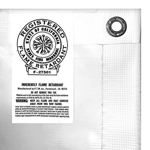 12 Mil 3-Ply Flame Retardant HD White Tarp Canopy, New