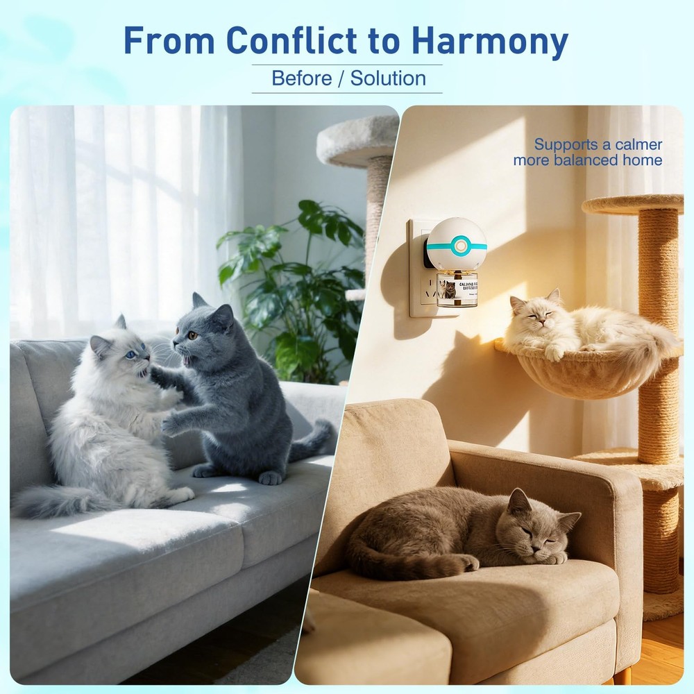 SHIORI Cat Calming Pheromone Diffuser Kit, 2026 Upgraded 3-in-1 Formula, Helps