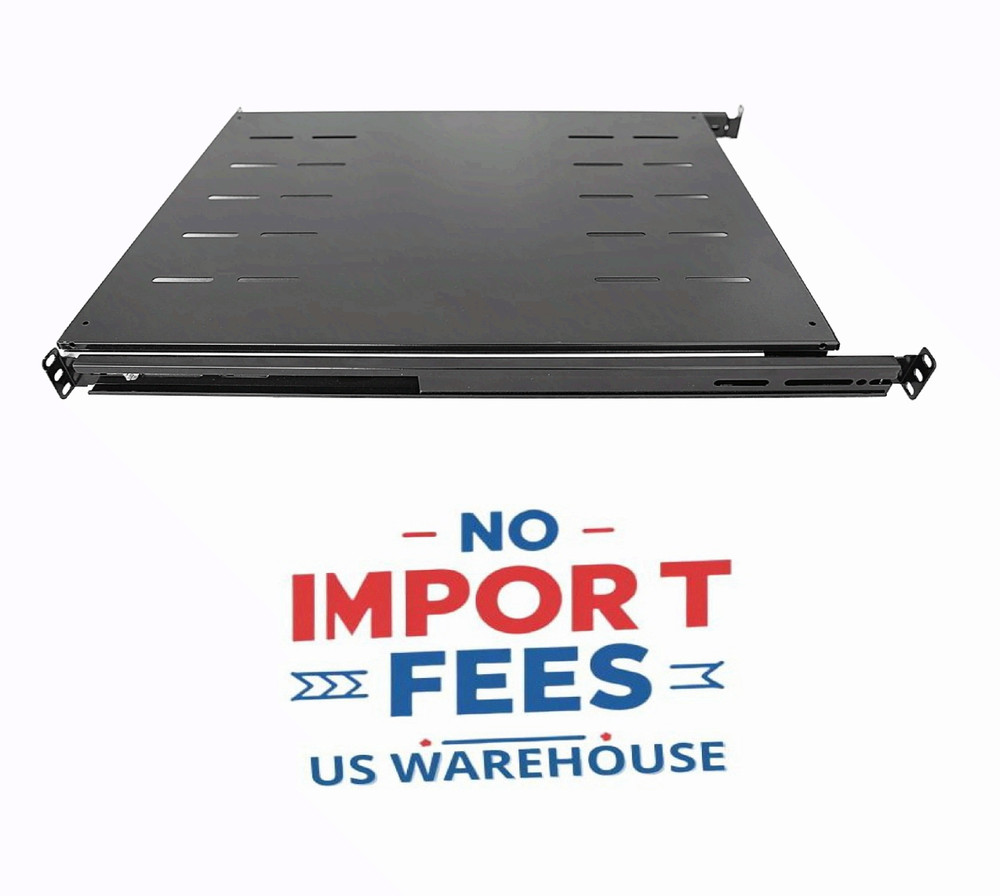 Sliding Fixed Rack Server Shelf 1U 19'' 4 Post Rack Mount-Adjustable 24''-32''
