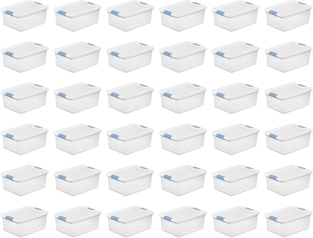 6-Pack Latching Box Under Bed Storage Bins W/ Lids Clear Plastic 25 Quart
