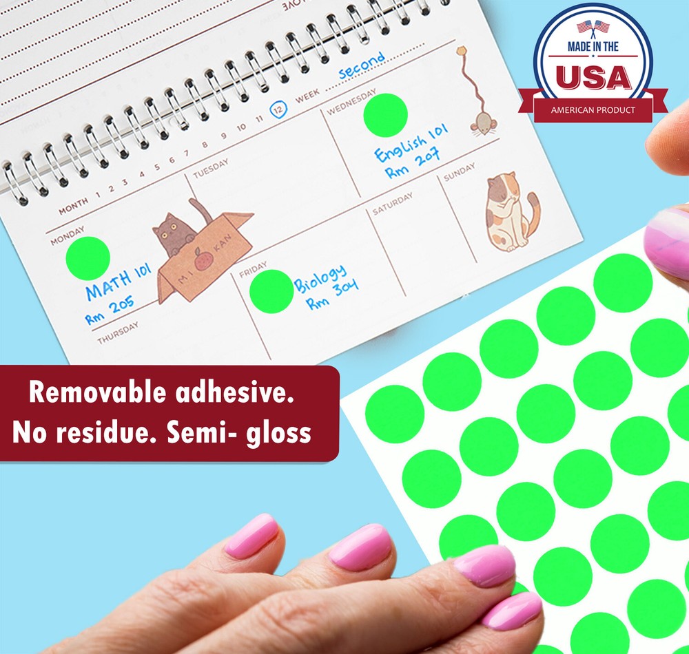Color Coding Dot Stickers 15mm Round ~5/8 Inch Circle REMOVABLE Labels