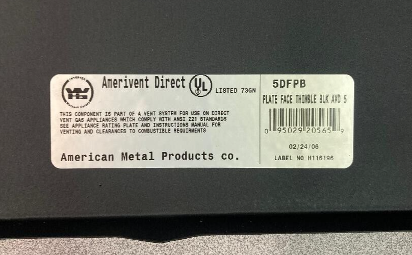 Ameri-Vent Direct 5DFPB Thimble Face Plate Black