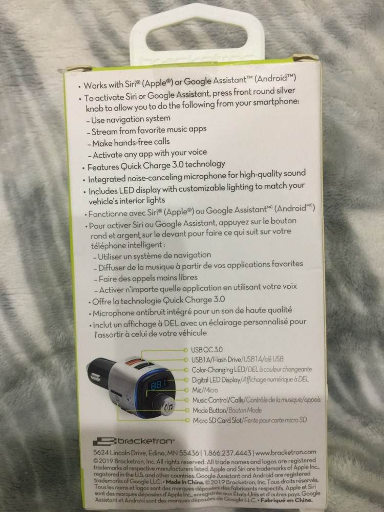 Bracketron - Roadtripper VOICE Car Audio Bluetooth FM Transmitter NEW