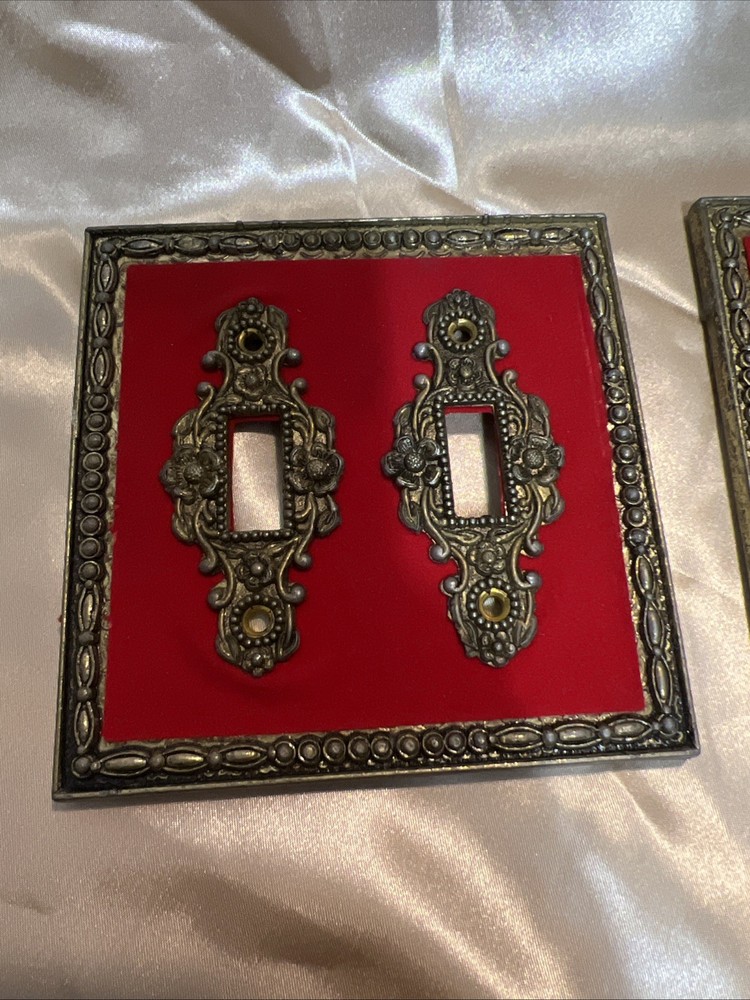 1970S Brass Light Switch Covers Red Velvet