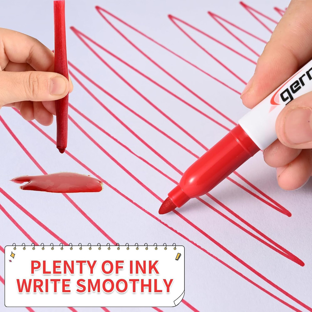 Permanent Markers,Fine Point Markers, 15 Pack Red Permanent Marker Set, Quick Dr