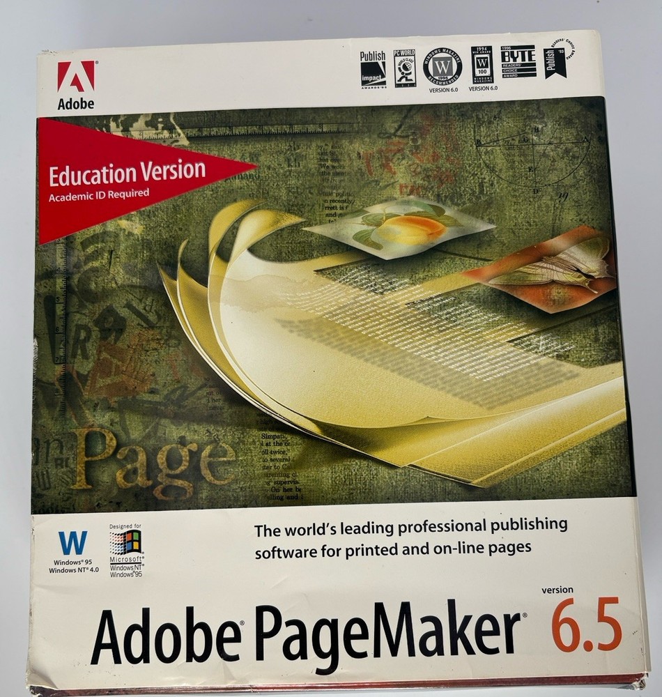 Orig Adobe PageMaker 6.5 | WINDOWS 95 | Official User Guide & Verification Code