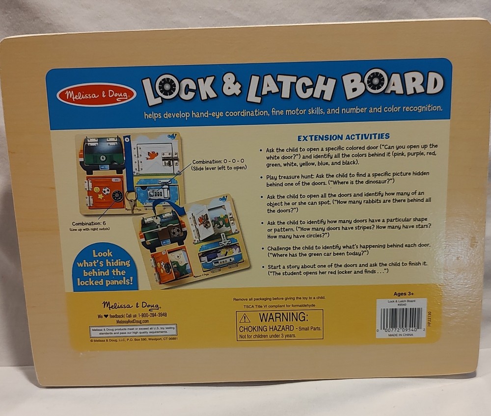 Melissa And Doug Lock And Latch Board, Excellent Condition