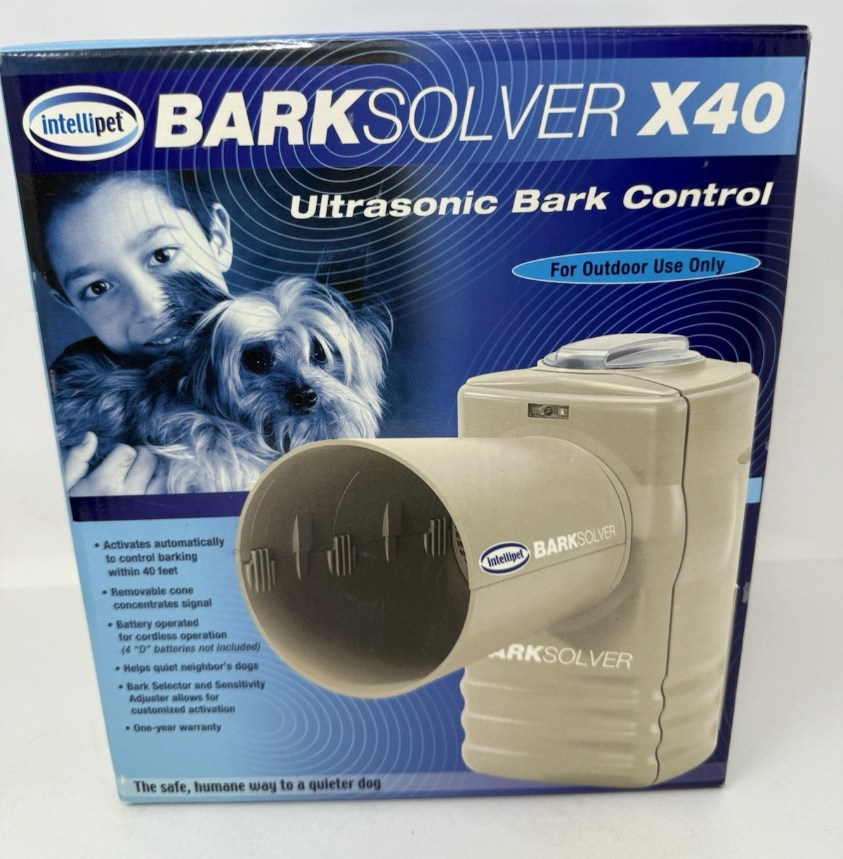 Intellipet Bark Solver x40 Ultrasonic Outdoor Dog Bark Control ~ Open Box *Read