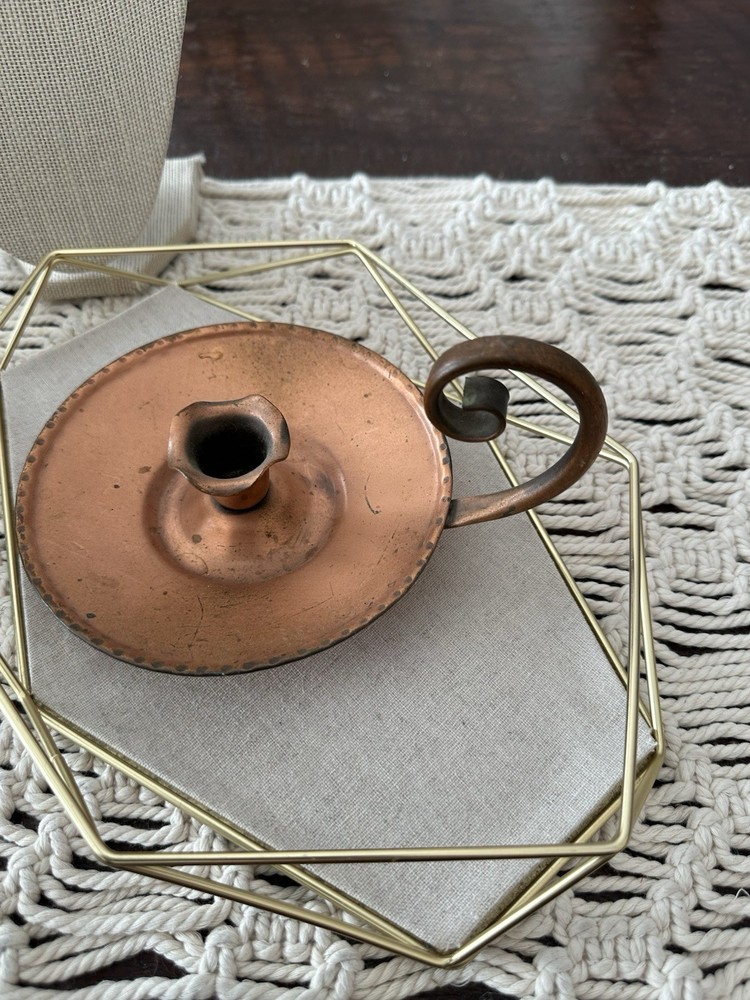 Gregorian Copper Candlestick Holder - Vintage