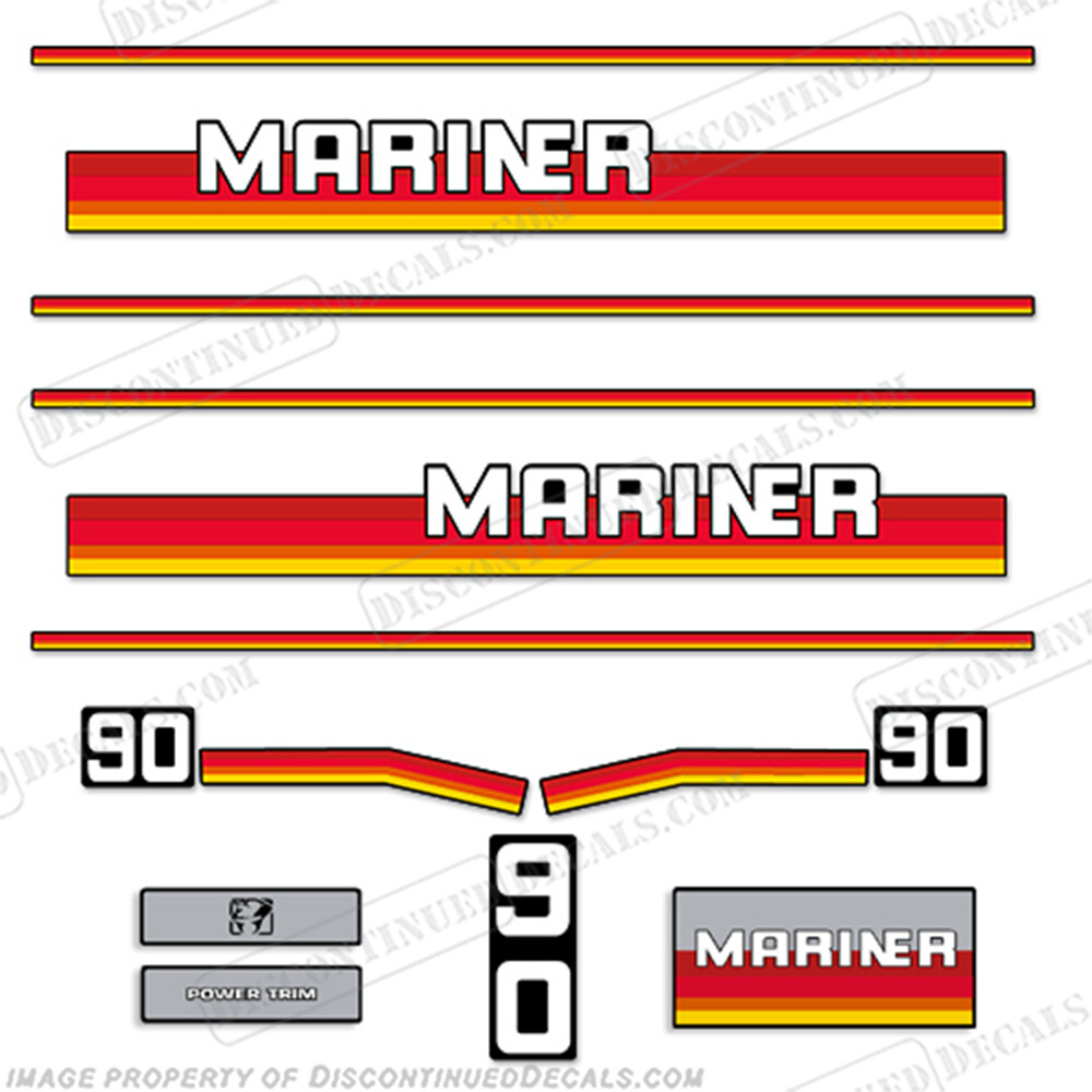 Fits Mariner 90hp Outboard Motor Decal Kit